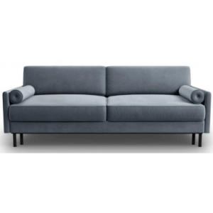 Scott Sovesofa i velour B212 x D97 cm - Sort/Lyseblå